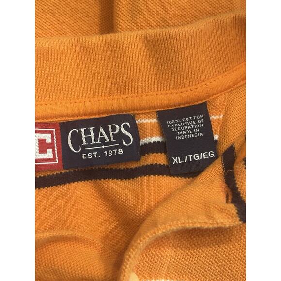 Chaps 78 Golf Mens XL Orange/Navy Blue/White Striped Short Sleeve Polo Shirt - Picture 5 of 5